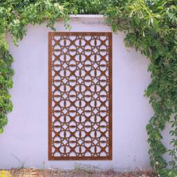 Corten Steel Garden Screen - Morocco Design, Rusted Metal Privacy Panel, Outdoor Wall Art - thumbnail 1