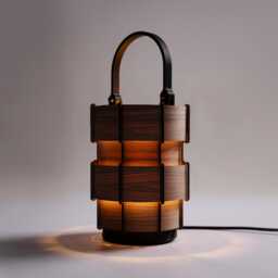 Modern Table Lamp, Mid Century Lamp, Bookshelf Bedside Light For Home Decor, Crealdesgin, Akari Walnut Lamp - thumbnail 2