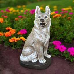 Concrete German Shepherd Statue Stone Dog Figurine Cement Pet Memorial Sculpture Outdoor Garden Decoration Yard Ornament Lover Gift - thumbnail 1