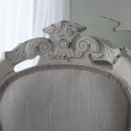 French Style Shabby Chic Bedroom/Dining Chair Carver in Heavy Natural Linen Fabric - thumbnail 2