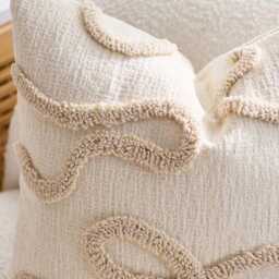 Bow Tufted Cream Cushion Cover Without Filler, Neutral Home, Home Decor, Cream, Girly, Bedroom, Sofa Cushion, Beige - thumbnail 3