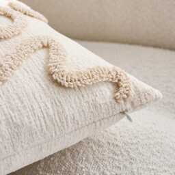 Bow Tufted Cream Cushion Cover Without Filler, Neutral Home, Home Decor, Cream, Girly, Bedroom, Sofa Cushion, Beige - thumbnail 2