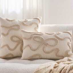 Bow Tufted Cream Cushion Cover Without Filler, Neutral Home, Home Decor, Cream, Girly, Bedroom, Sofa Cushion, Beige