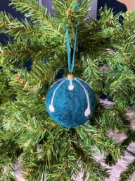 Teal Teardrop Needle Felted Christmas Bauble Decoration - thumbnail 1
