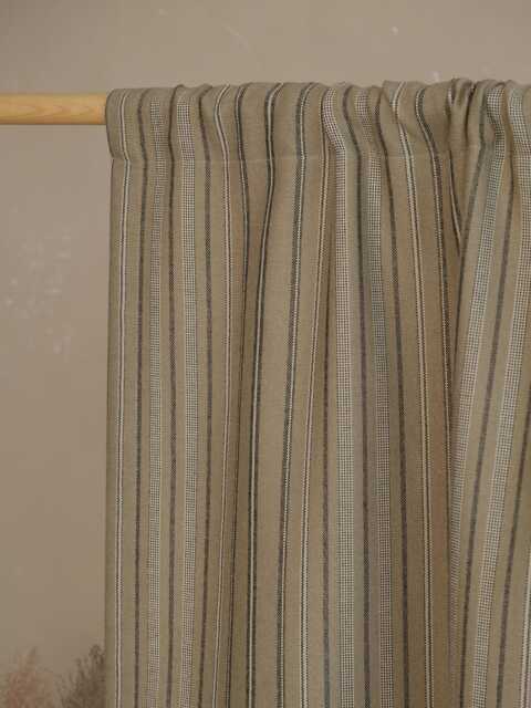 Kofron Striped Cotton Blend Curtain, Natural Earthy Brown Semi Blackout Minimalist Rustic Window Treatment, Custom 1Pc - image 1