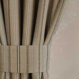 Kofron Striped Cotton Blend Curtain, Natural Earthy Brown Semi Blackout Minimalist Rustic Window Treatment, Custom 1Pc - thumbnail 3
