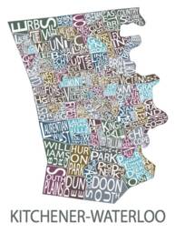 Typographic Map Of Kitchener Waterloo, Ontario - Kw City Print Neighbourhood Art Canadian Custom Poster - thumbnail 3