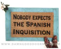 Nobody Expects... Funny Doormat - Monty Python Holy Grail Humor
