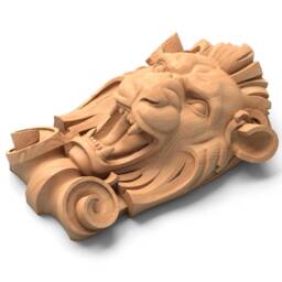 Lion Head Pediment Applique, Carved Wood Face, Carving Wall Art - thumbnail 3