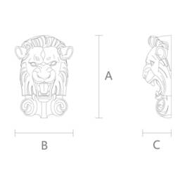 Lion Head Pediment Applique, Carved Wood Face, Carving Wall Art - thumbnail 2