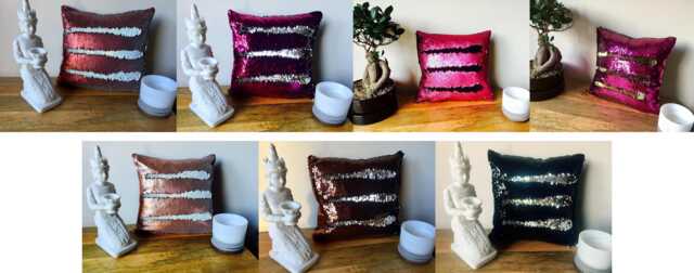 Mermaid Sequin Cushion Cover - Pillow Case Reversable Flip Sequins Sofa 38x38cm - image 1