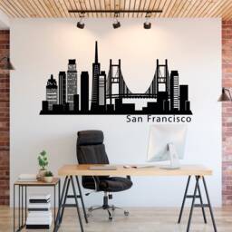 San Francisco Skyline Wall Decal Removable Vinyl Cityscape Art C150 - thumbnail 1