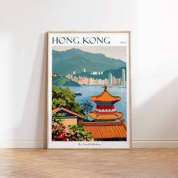 Hong Kong Travel Poster Victoria Harbour Asian Art Print - thumbnail 3