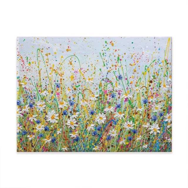 Daisy Splash Canvas Print, Floral Paint Splatter Artwork, Large Wall Decor - image 1