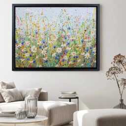 Daisy Splash Canvas Print, Floral Paint Splatter Artwork, Large Wall Decor - thumbnail 3