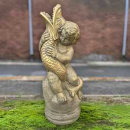Concrete Boy With Snake Statue Stone Kid Sculpture Cement Figurine Handmade Lawn Decoration Front Door Ornament Kids Art Gift - thumbnail 1