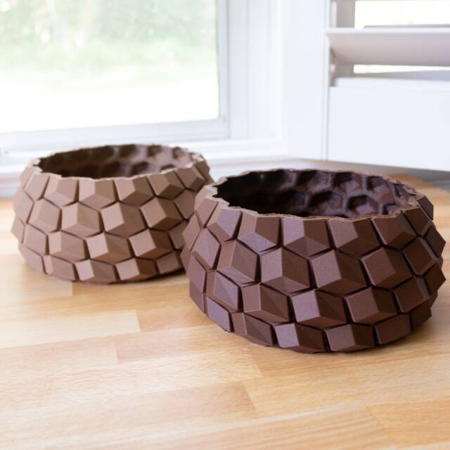 Honeycomb Pot in Cork Or Wood ~ Brown, Textured Natural Theme Succulent & Cactus Planter Corkfill - 3D Printed - image 1