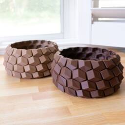 Honeycomb Pot in Cork Or Wood ~ Brown, Textured Natural Theme Succulent & Cactus Planter Corkfill - 3D Printed - thumbnail 1