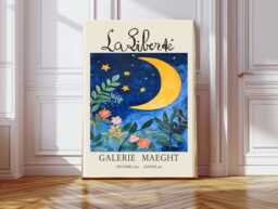 La Liberte Wall Art, Museum Exhibition Print, Moon & Stars Vintage Poster, French Art - thumbnail 1