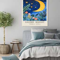 La Liberte Wall Art, Museum Exhibition Print, Moon & Stars Vintage Poster, French Art - thumbnail 3