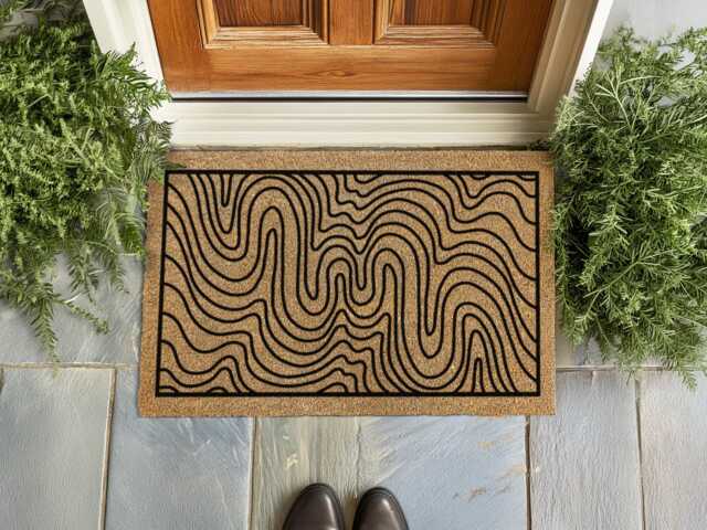 Intricate Line Art Doormat - Modern Organic Welcome Mat Abstract Home Gift - image 1