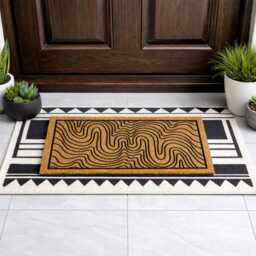 Intricate Line Art Doormat - Modern Organic Welcome Mat Abstract Home Gift - thumbnail 2