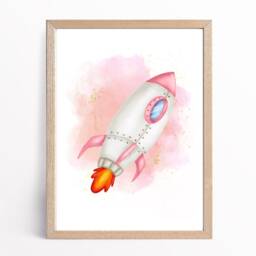 Set Of 3 Personalised Pink Space Prints. Astronaut & Rocket Girls Bedroom Pictures With Name. Decor. Nursery Wall Art - thumbnail 3