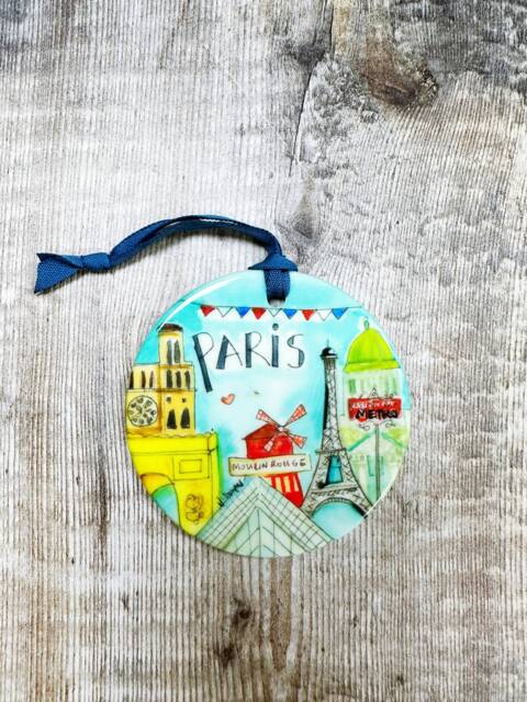 Paris Little Landmark Ceramic Hanging Decoration Christmas - image 1