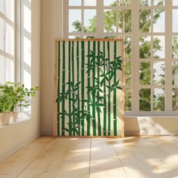 Bamboo Poster, Japanese Wall Art Print, Minimalist Nature Illustration, Zen Botanical Decor, Green Neutral Home - thumbnail 4