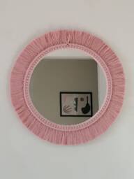 Nursery Mirror , Bead Macrame Girl's Room Decor Custom Wall Hanging Woven Round Next Day Shipping