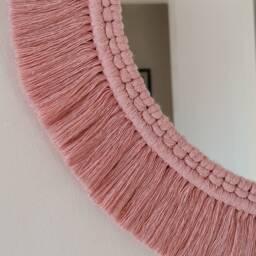Nursery Mirror , Bead Macrame Girl's Room Decor Custom Wall Hanging Woven Round Next Day Shipping - thumbnail 2
