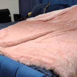 Blossom Patterned Faux Fur Throw Handmade Super Deluxe Blanket - thumbnail 2