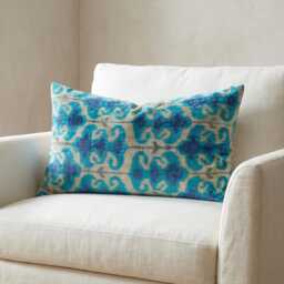 Handwoven Silk Velvet Ikat Pillow Cover Lumbar Cushion