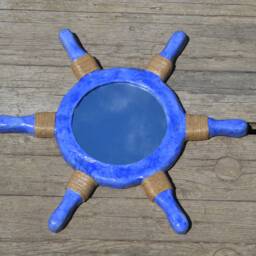 Blue Helm Mirror, Decorative Wall Mirror, Nautical Art, Blue Mirrors, Round Coastal Decor, Helm Hanging Mirrors - thumbnail 2