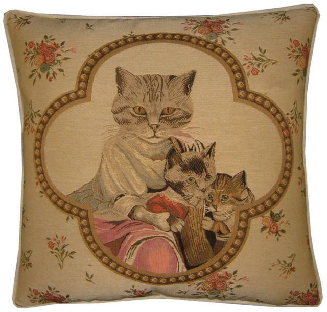 Susan Herbert Framed Family Of Cats Tapestry Cushion Cover Sham - image 1