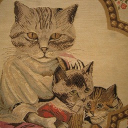 Susan Herbert Framed Family Of Cats Tapestry Cushion Cover Sham - thumbnail 2