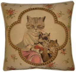 Susan Herbert Framed Family Of Cats Tapestry Cushion Cover Sham - thumbnail 1