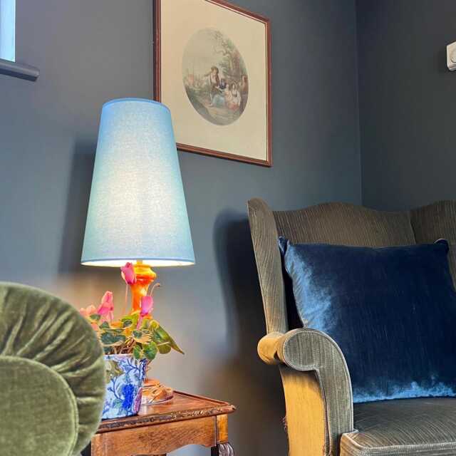 Light Blue Cotton Cone Lampshade, Extra Tall Baby - image 1