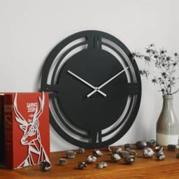 Minimalist Metal Wall Clock - Classic Roman Numeral Black Design Art - thumbnail 2