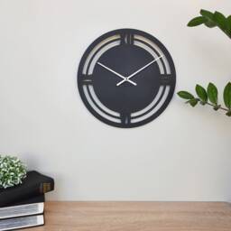 Minimalist Metal Wall Clock - Classic Roman Numeral Black Design Art - thumbnail 3