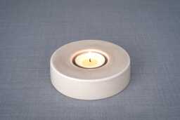 Beige Gray Pottery Candle Holder, Handmade Ceramic Tea Light Memorial Holder For Cremation Urns, Tealight - Caleo - thumbnail 1