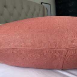 Terracotta Linen Pillow Cover, Salmon Pink Cushion, European Flax - thumbnail 3