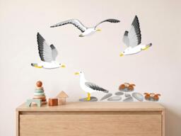 Seagull Wall Decal North Sea - Maritime Decor Crab Coast For Children's Room & Living Hand-Drawn Made in Germany - thumbnail 1