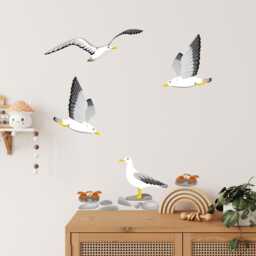 Seagull Wall Decal North Sea - Maritime Decor Crab Coast For Children's Room & Living Hand-Drawn Made in Germany - thumbnail 1