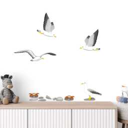 Seagull Wall Decal North Sea - Maritime Decor Crab Coast For Children's Room & Living Hand-Drawn Made in Germany - thumbnail 2