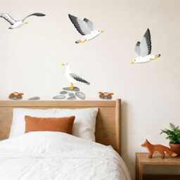 Seagull Wall Decal North Sea - Maritime Decor Crab Coast For Children's Room & Living Hand-Drawn Made in Germany - thumbnail 3