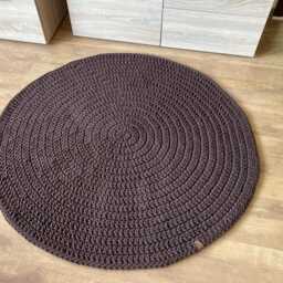 Handmade Crochet Cotton Round Rug Scandinavian Style - thumbnail 2