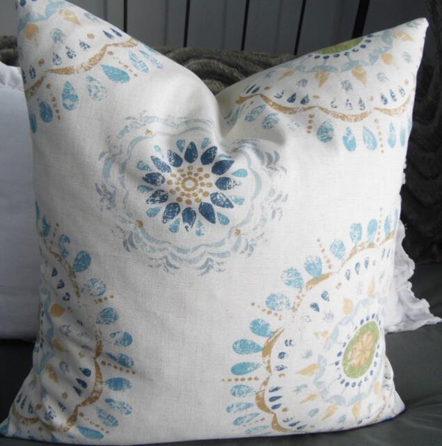 Medallion.pillow Cover.slipcovers.toss Pillows.spring Decor.blues.natural.green.beige.home Decor Pillow Covers.farmhouse.country - image 1