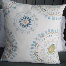 Medallion.pillow Cover.slipcovers.toss Pillows.spring Decor.blues.natural.green.beige.home Decor Pillow Covers.farmhouse.country - thumbnail 3