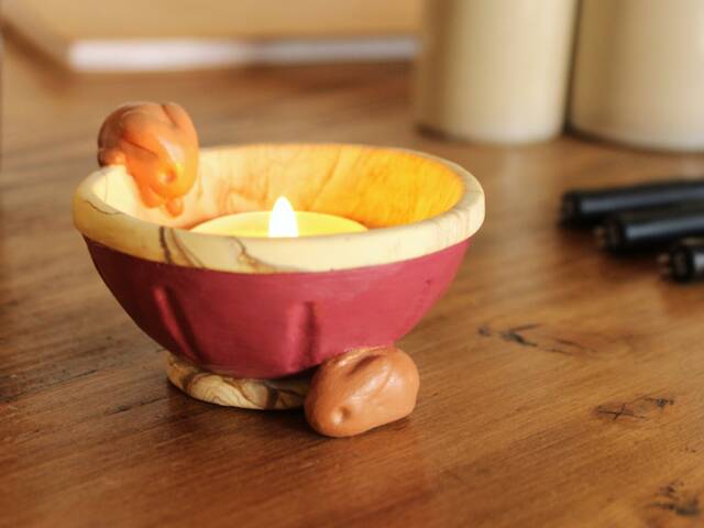 Bunny Rabbit Tea Cup Candle Holder - Handmade Tealight Dish - image 1